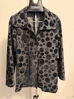 Adore Gray and Black Polka Dot Button Jacket